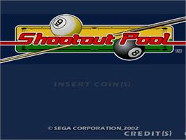 Title screen of Shootout Pool on the Sega Naomi.