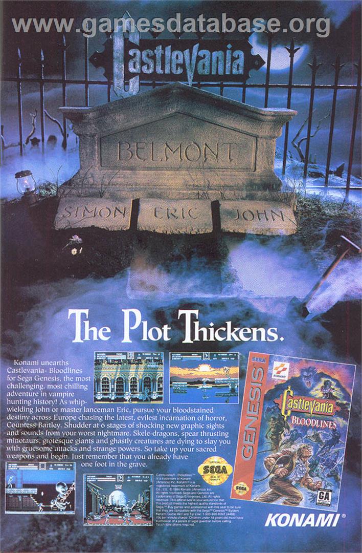 Castlevania Bloodlines - Sega Genesis - Artwork - Advert