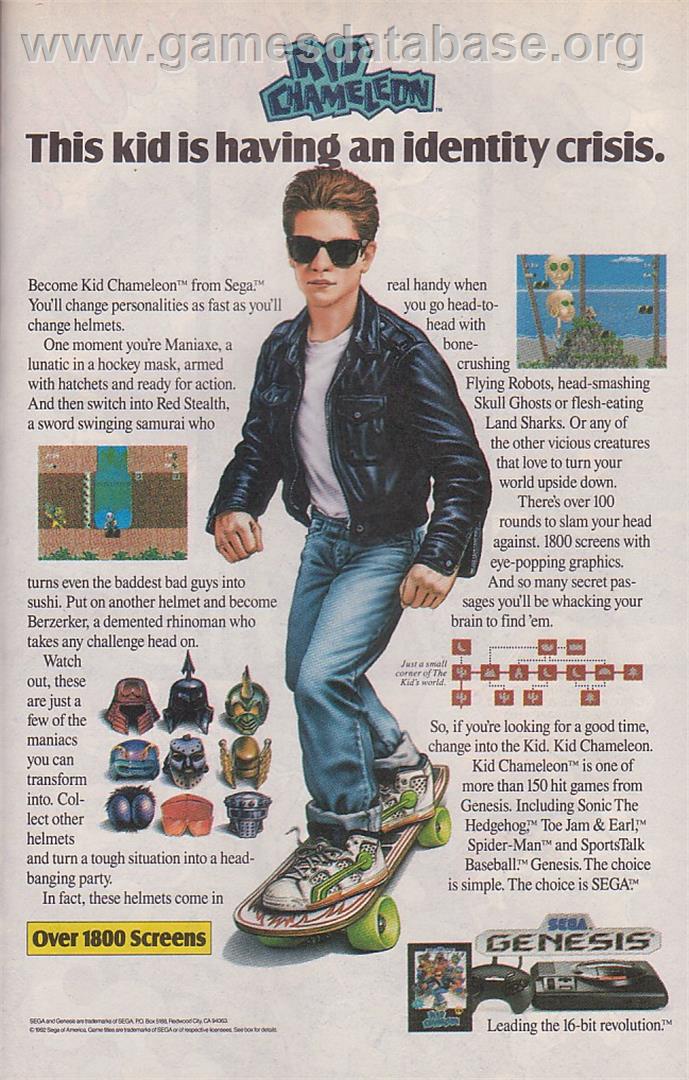 Kid Chameleon - Sega Genesis - Artwork - Advert