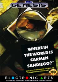 Box cover for Where in the World is Carmen Sandiego? on the Sega Nomad.