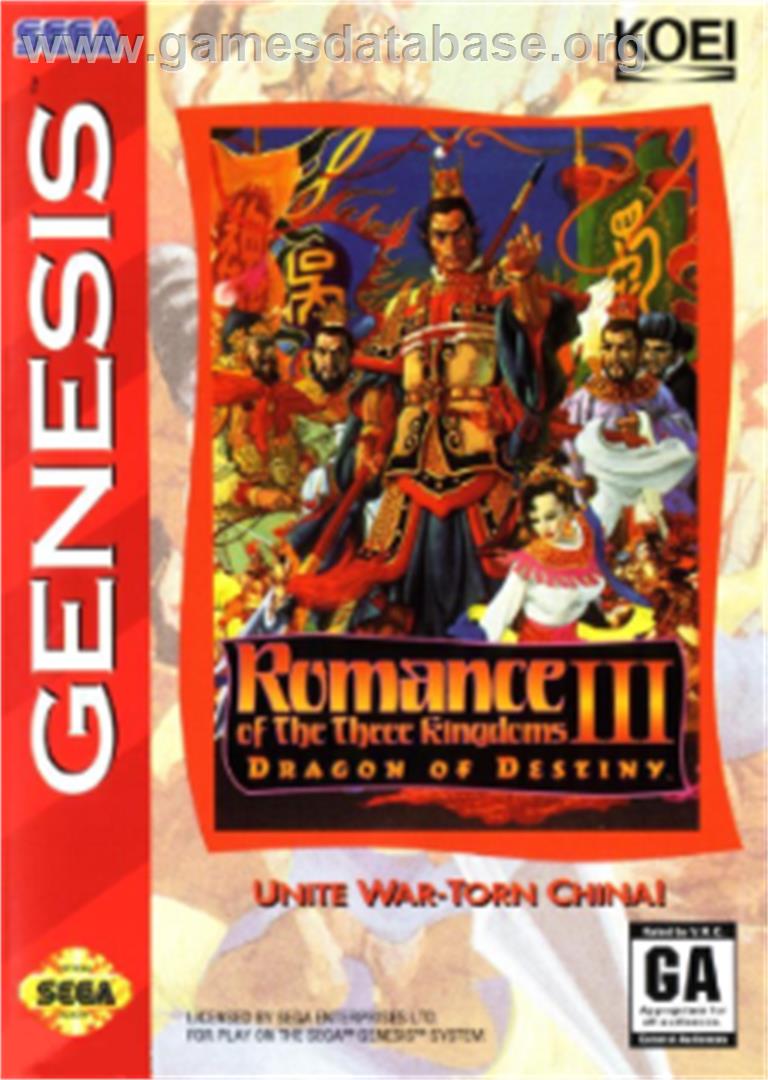 Romance of the Three Kingdoms III: Dragon of Destiny - Sega Nomad - Artwork - Box
