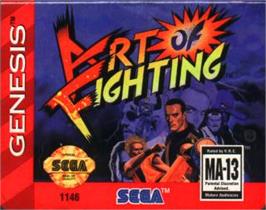 Cartridge artwork for Art of Fighting / Ryuuko no Ken on the Sega Nomad.
