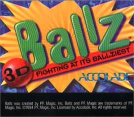 Cartridge artwork for Ballz 3D on the Sega Nomad.