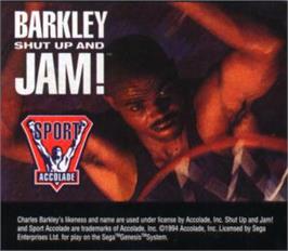 Cartridge artwork for Barkley: Shut Up and Jam on the Sega Nomad.