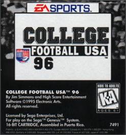 Cartridge artwork for College Football Usa 96 on the Sega Nomad.