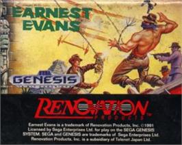 Cartridge artwork for Earnest Evans on the Sega Nomad.