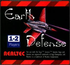 Cartridge artwork for Earth Defense on the Sega Nomad.