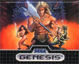 Cartridge artwork for Golden Axe on the Sega Nomad.