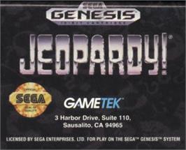 Cartridge artwork for Jeopardy on the Sega Nomad.