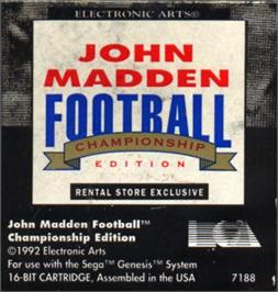 Cartridge artwork for John Madden Football - Championship Edition on the Sega Nomad.
