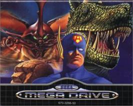 Cartridge artwork for King of the Monsters on the Sega Nomad.