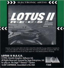 Cartridge artwork for Lotus 2 - Recs on the Sega Nomad.