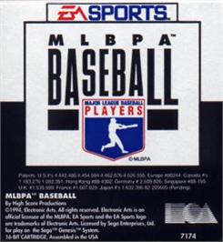 Cartridge artwork for MLBPA Baseball on the Sega Nomad.