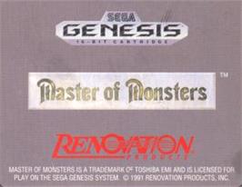 Cartridge artwork for Master Of Monsters on the Sega Nomad.