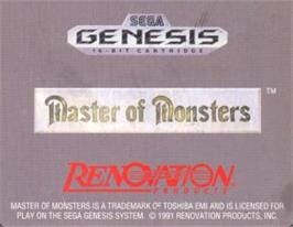 Cartridge artwork for Master of Monsters on the Sega Nomad.