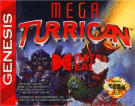 Cartridge artwork for Mega Turrican on the Sega Nomad.