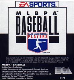 Cartridge artwork for Mlbpa Baseball on the Sega Nomad.