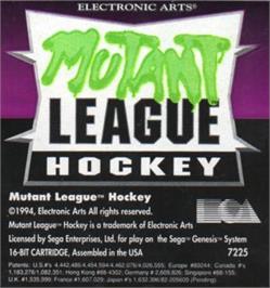 Cartridge artwork for Mutant League Hockey on the Sega Nomad.