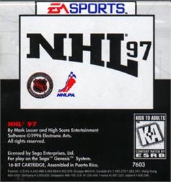 Cartridge artwork for NHL '97 on the Sega Nomad.