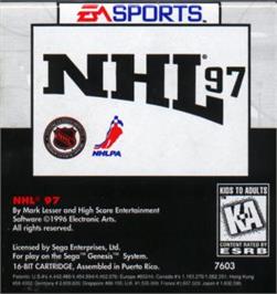Cartridge artwork for NHL 97 on the Sega Nomad.