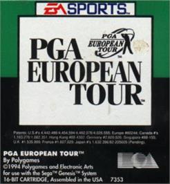 Cartridge artwork for PGA European Tour on the Sega Nomad.