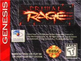 Cartridge artwork for Primal Rage on the Sega Nomad.