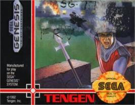 Cartridge artwork for Rampart on the Sega Nomad.