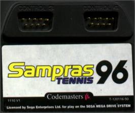 Cartridge artwork for Sampras Tennis 96 on the Sega Nomad.