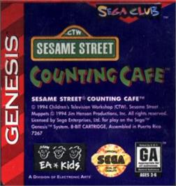 Cartridge artwork for Sesame Street Counting Cafe on the Sega Nomad.