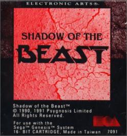 Cartridge artwork for Shadow Of The Beast on the Sega Nomad.