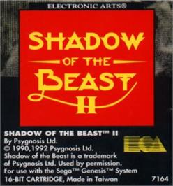 Cartridge artwork for Shadow Of The Beast 2 on the Sega Nomad.