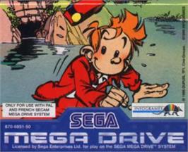 Cartridge artwork for Spirou on the Sega Nomad.