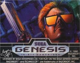 Cartridge artwork for Technocop on the Sega Nomad.