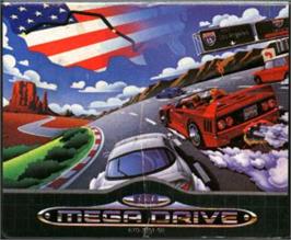 Cartridge artwork for Turbo Outrun on the Sega Nomad.