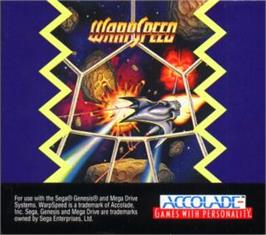 Cartridge artwork for Warpspeed on the Sega Nomad.
