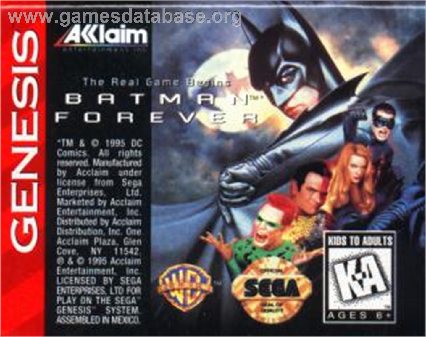 Batman Forever - Sega Nomad - Artwork - Cartridge