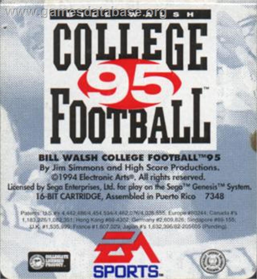 Bill Walsh College Football '95 - Sega Nomad - Artwork - Cartridge