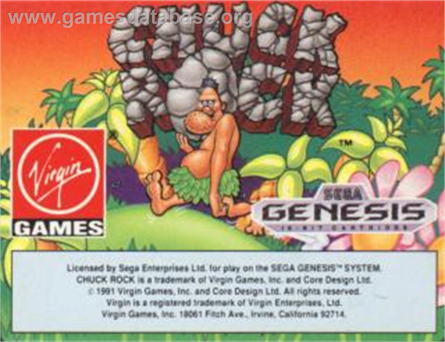 Chuck Rock - Sega Nomad - Artwork - Cartridge