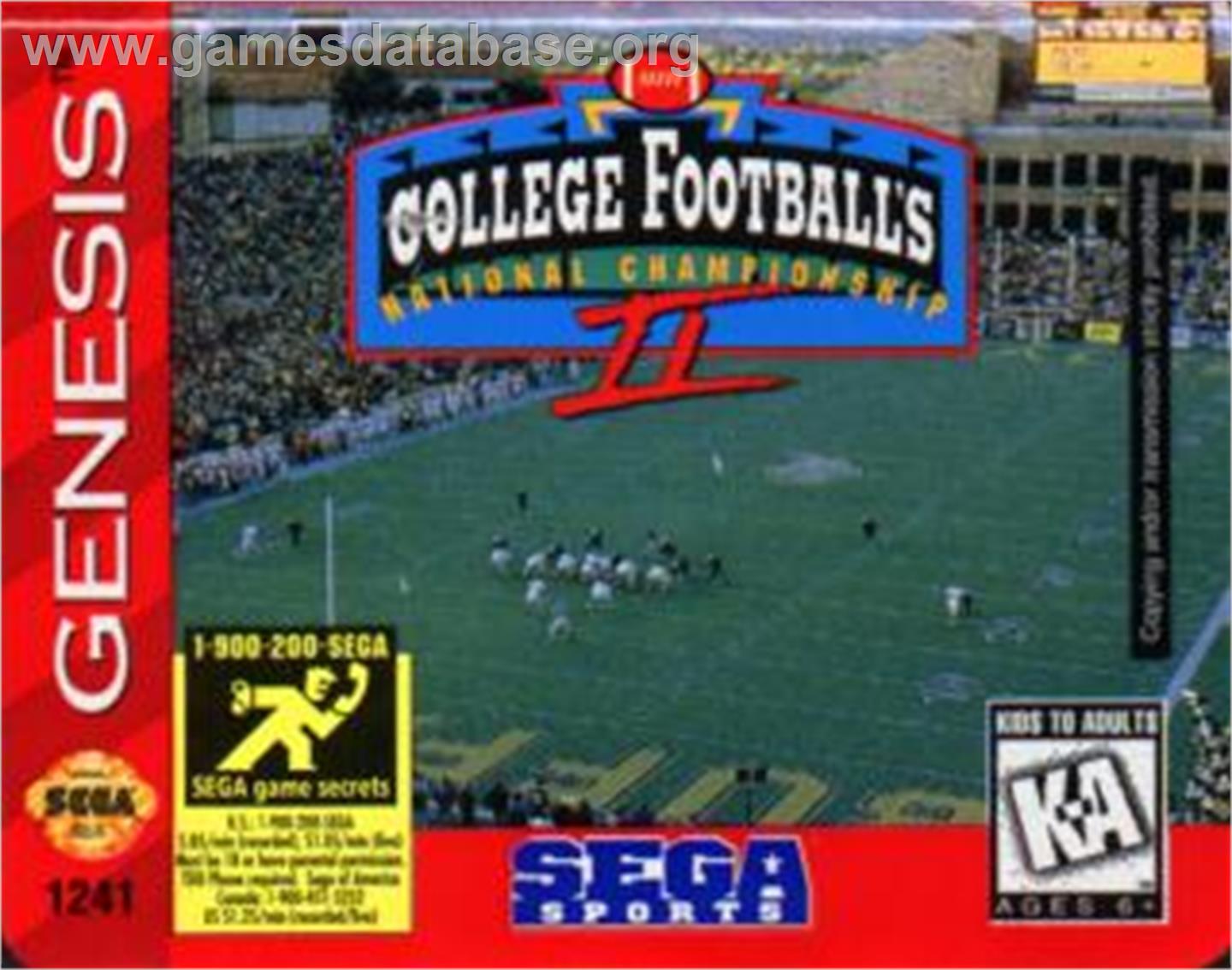 College Football's National Championship II - Sega Nomad - Artwork - Cartridge
