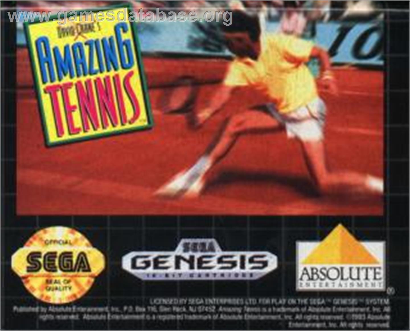 David Crane's Amazing Tennis - Sega Nomad - Artwork - Cartridge