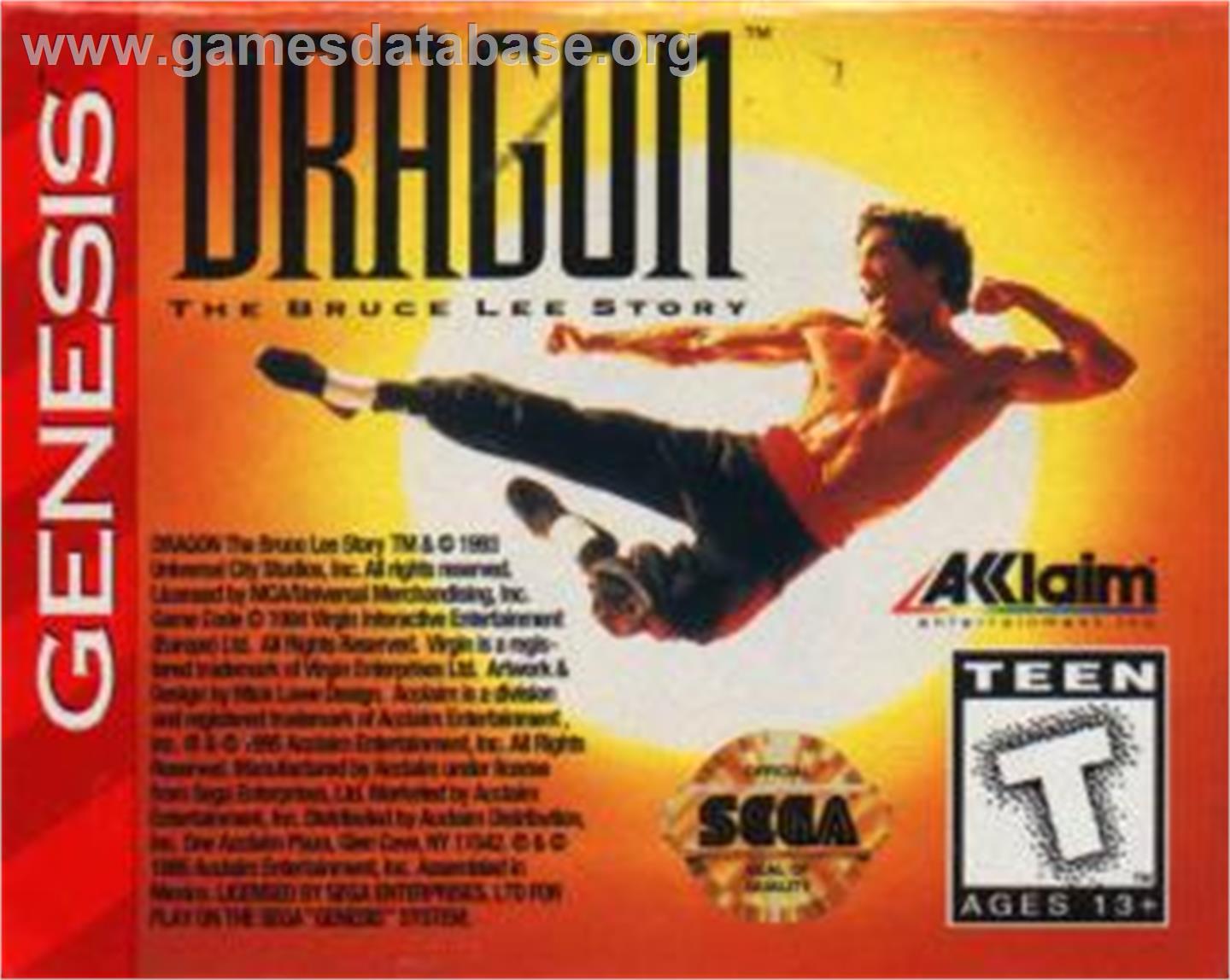 Dragon - The Bruce Lee Story - Sega Nomad - Artwork - Cartridge