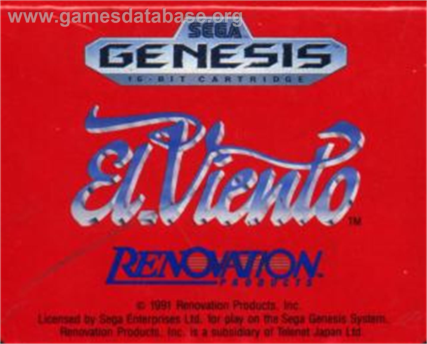 El Viento - Sega Nomad - Artwork - Cartridge