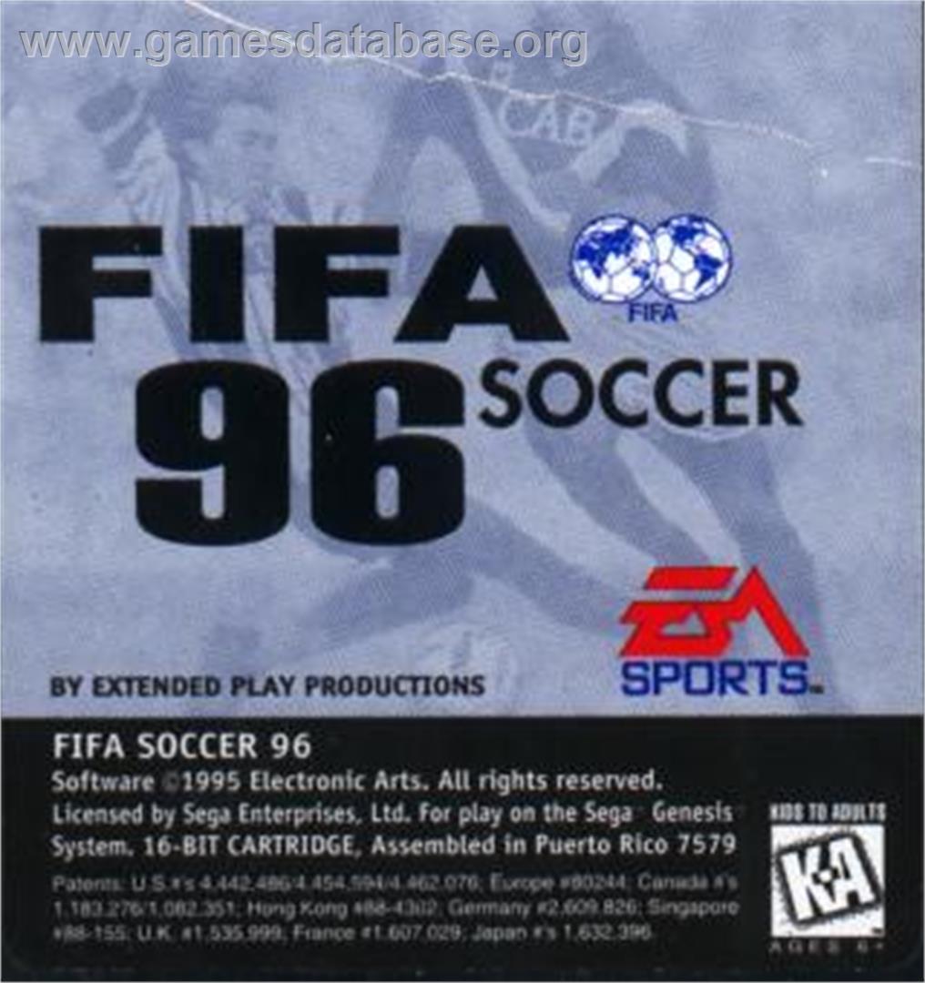 FIFA Soccer 96 - Sega Nomad - Artwork - Cartridge