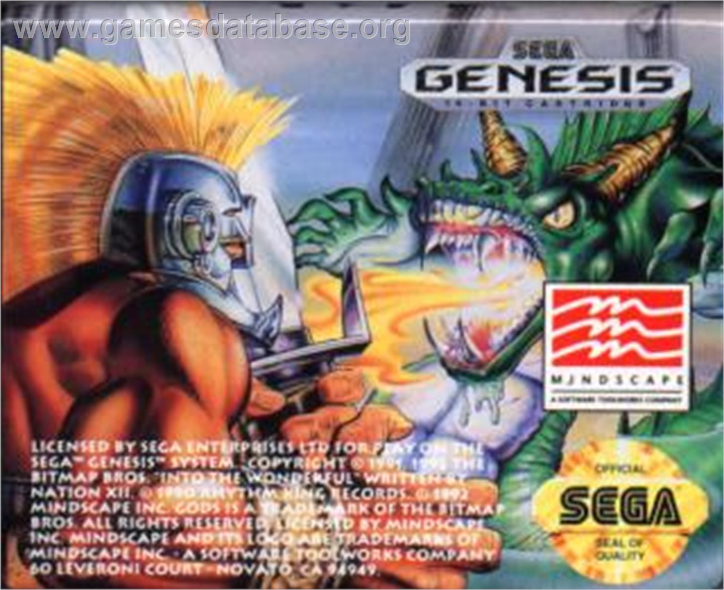 Gods - Sega Nomad - Artwork - Cartridge