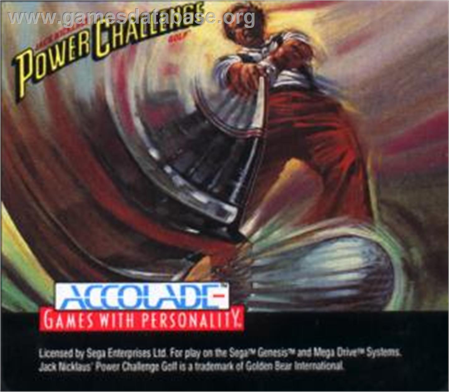Jack Nicklaus' Power Challenge Golf - Sega Nomad - Artwork - Cartridge