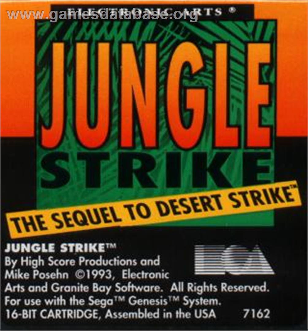 Jungle Strike - The Sequel To Desert Strike - Sega Nomad - Artwork - Cartridge