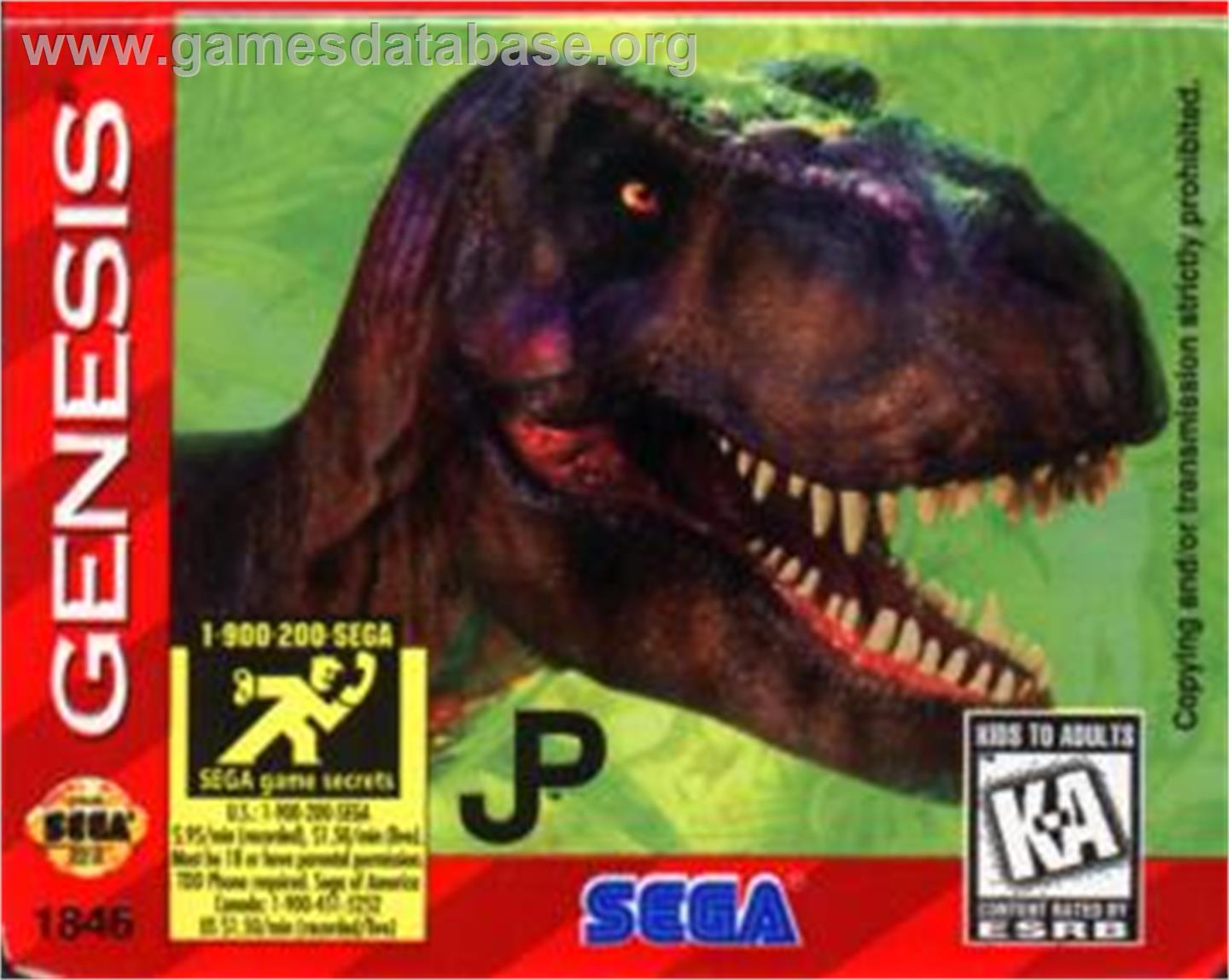 Jurassic Park 2 - The Lost World - Sega Nomad - Artwork - Cartridge
