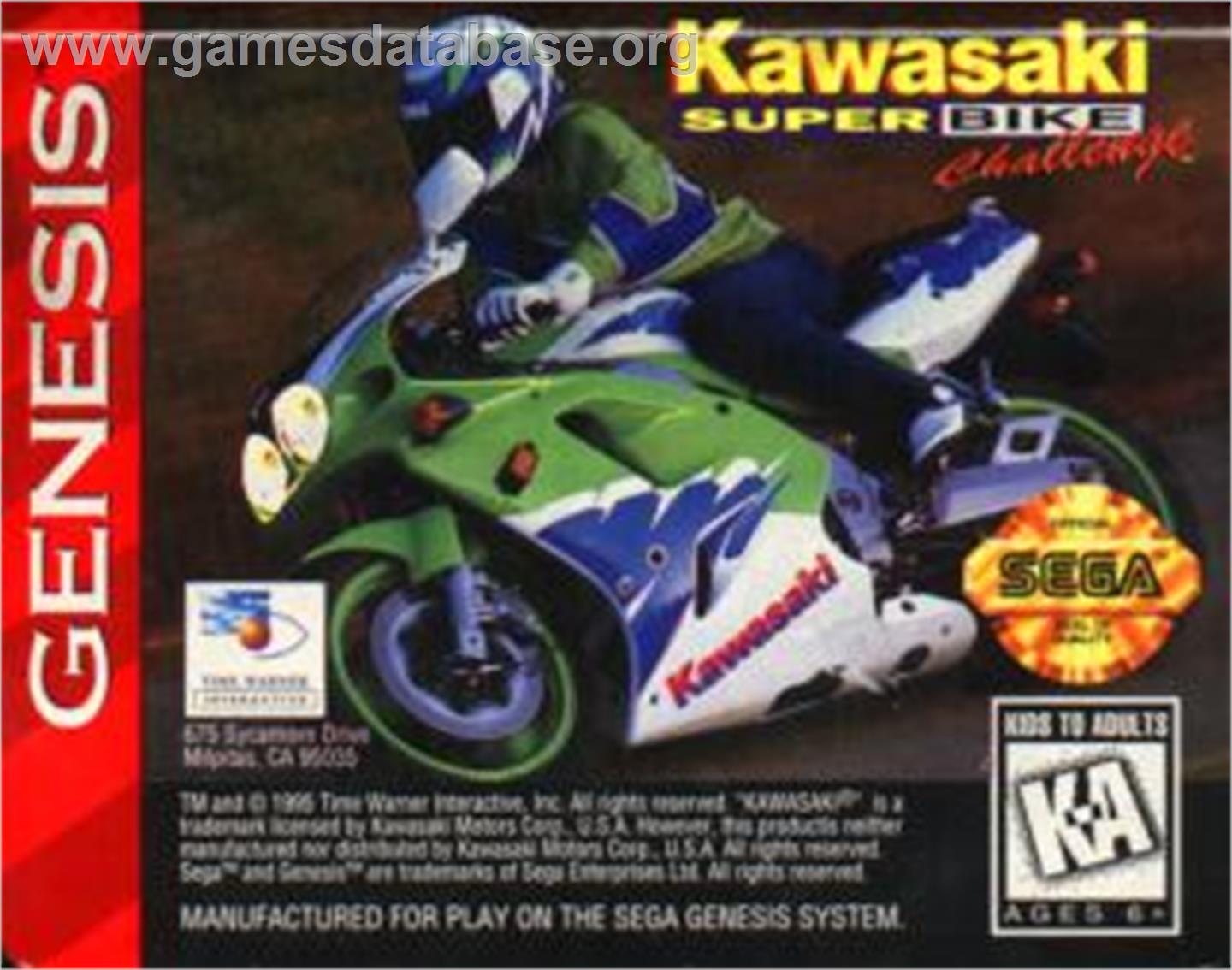 Kawasaki Superbike Challenge - Sega Nomad - Artwork - Cartridge