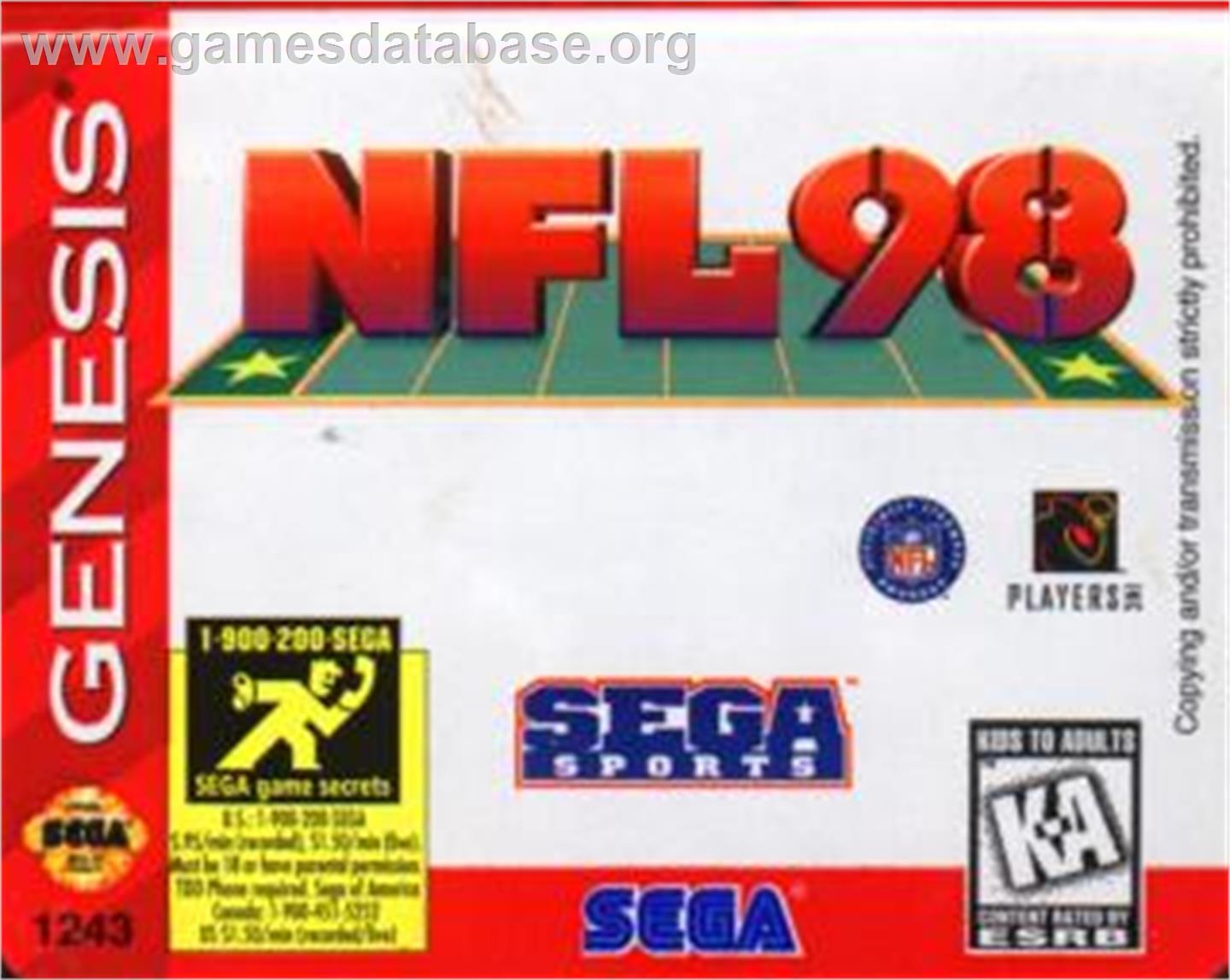 NFL 98 - Sega Nomad - Artwork - Cartridge