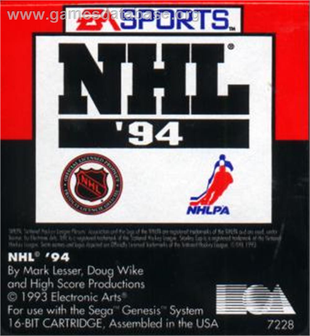 NHL Hockey '94 - Sega Nomad - Artwork - Cartridge
